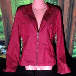 Size XL - Heather Red Denim Zipper Jacket with Pockets